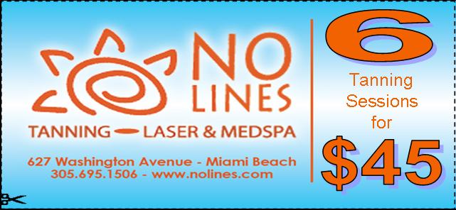 NO Lines $45.00 6 Tanning Session Miami Beach Florida